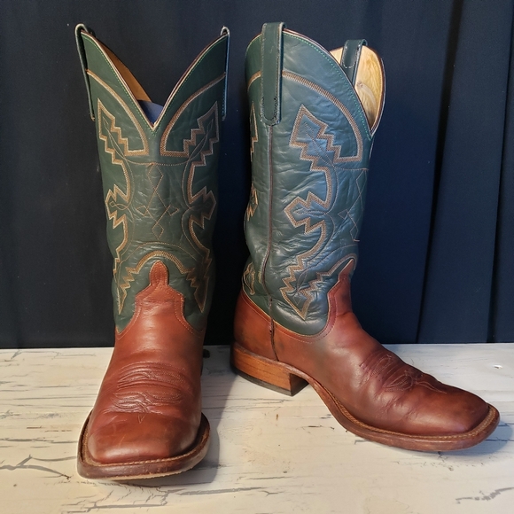 Anderson Bean Cowboy Boots in Brown and Green - Men's size 8.5 D - Picture 8 of 17